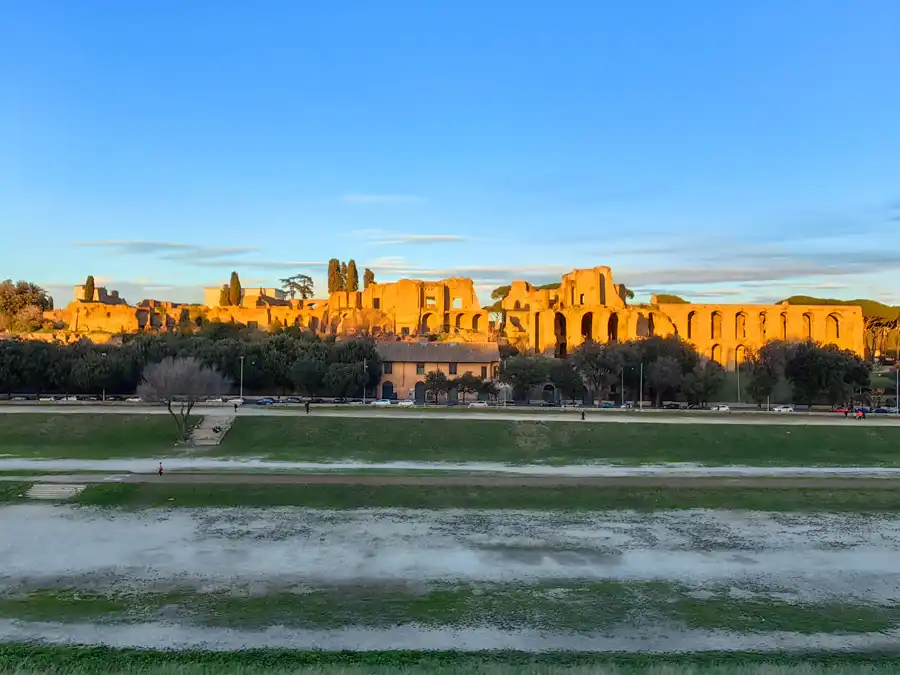 Circus Maximus, view of Palatine Hill at sunset