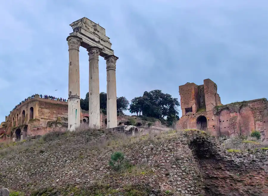 Only 3 columns of the Temple of Castor and Pollux remain