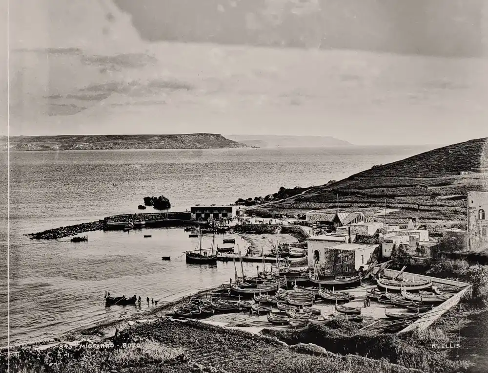 There's a tugboat here today. Marsalform Bay, Gozo, 1888