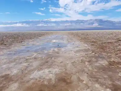 Badwater basin. The white is salt, the remains of the sea