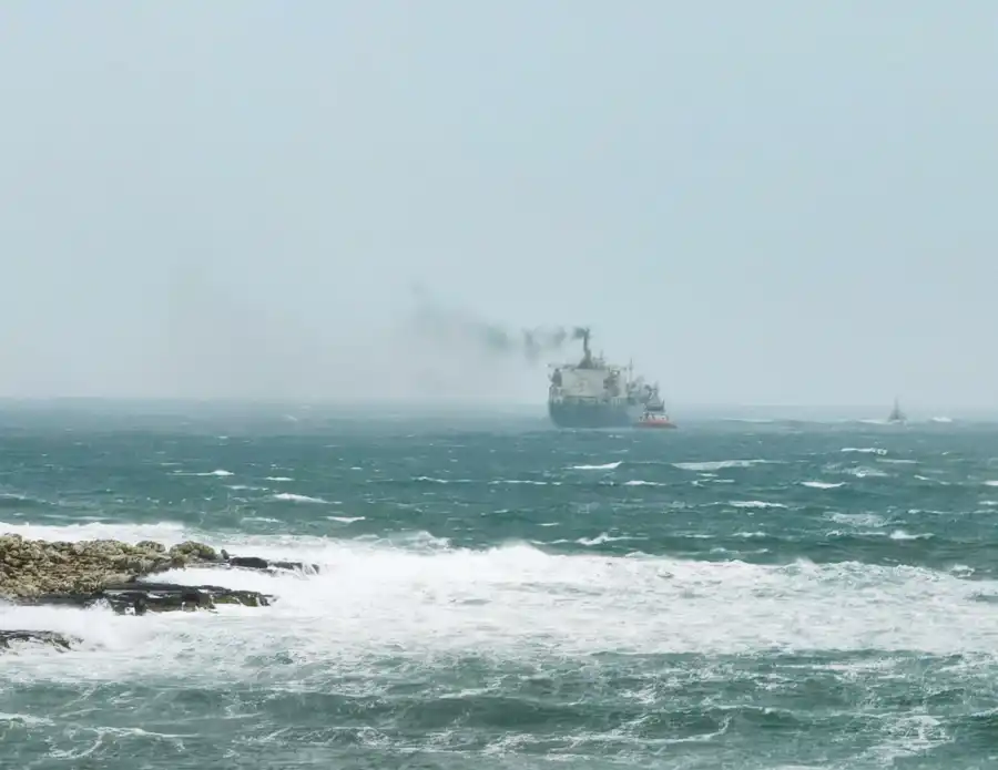 The only steamer on the water, the sea is now closed to regular shipping