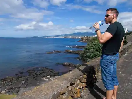 Replenishing fluids on the coast of Rabo de Peixe.