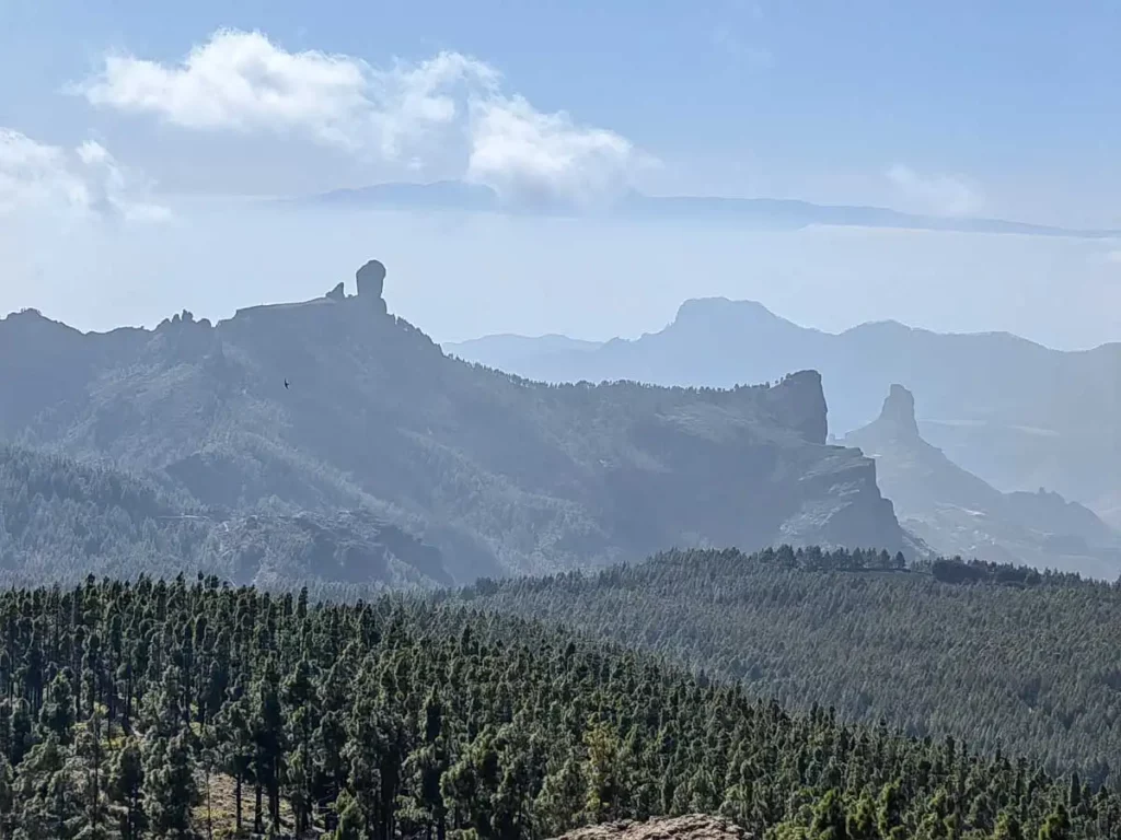 Roque Nublo and Bentayga view from Pico de las Nieves