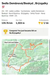MTB Kysuce Route map