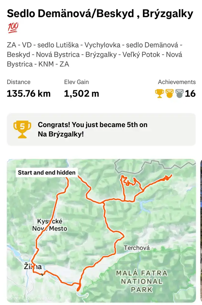 MTB Kysuce Route map