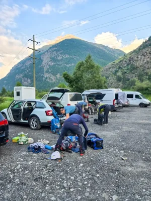 After a night drive, a morning hike to the Monte Rosa hut